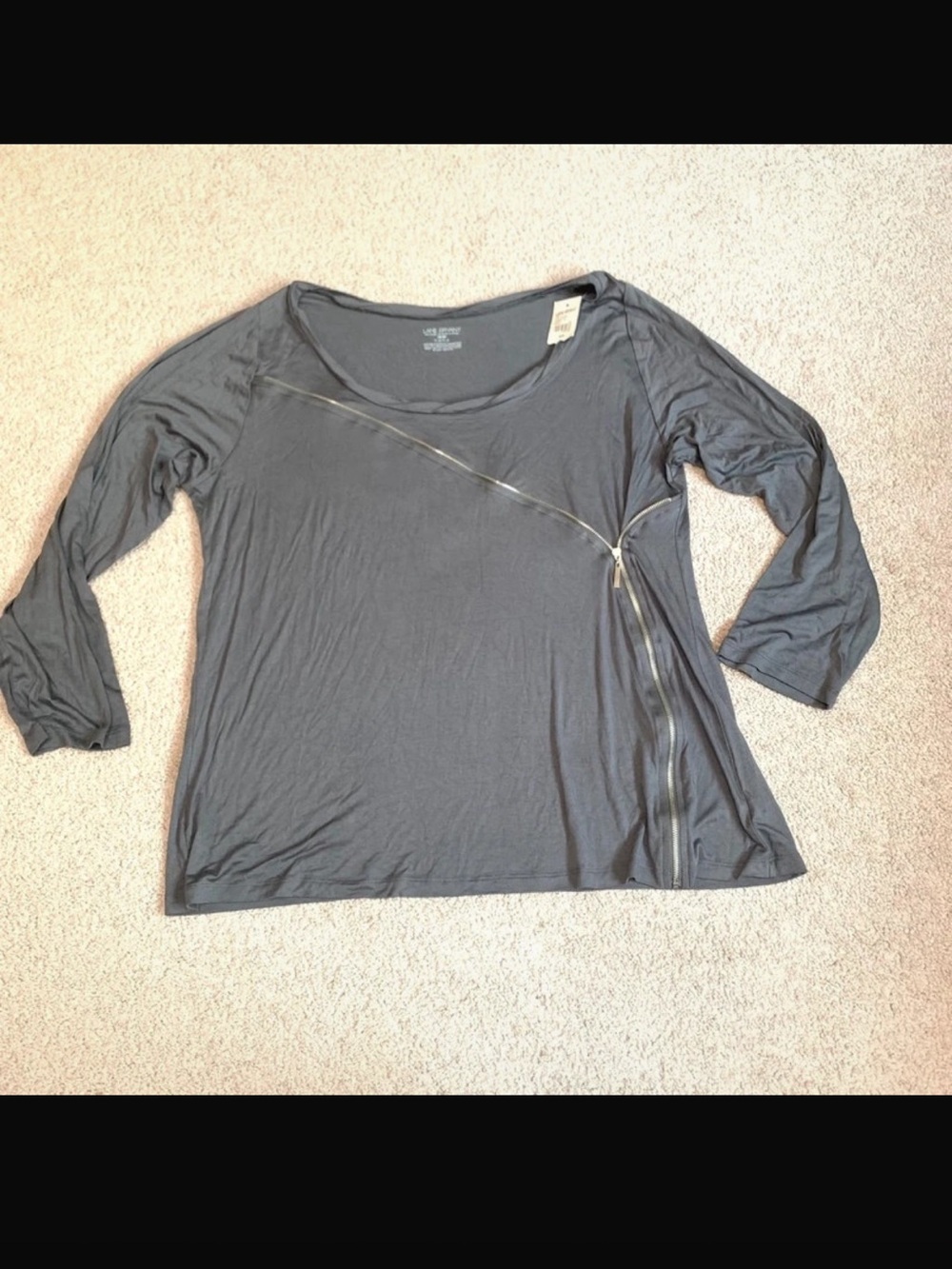 Lane Bryant 3/4 gray shirt zipper accent women’s size 18/20